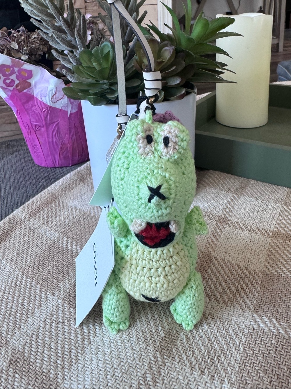 NEW Coach/ Brain Dead Collab - DARBY Dino Bag Charm with Branded Tag/ Lanyard